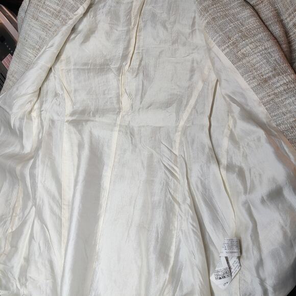 Zara Small Tweed Full Zip Longline Beige Blazer Jacket Preppy Old Money Luxury - Picture 6 of 12